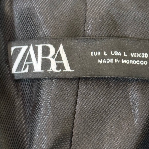 New ZARA TAILORED DOUBLE BREASTED BLAZER Black | Size Large - Picture 14 of 16